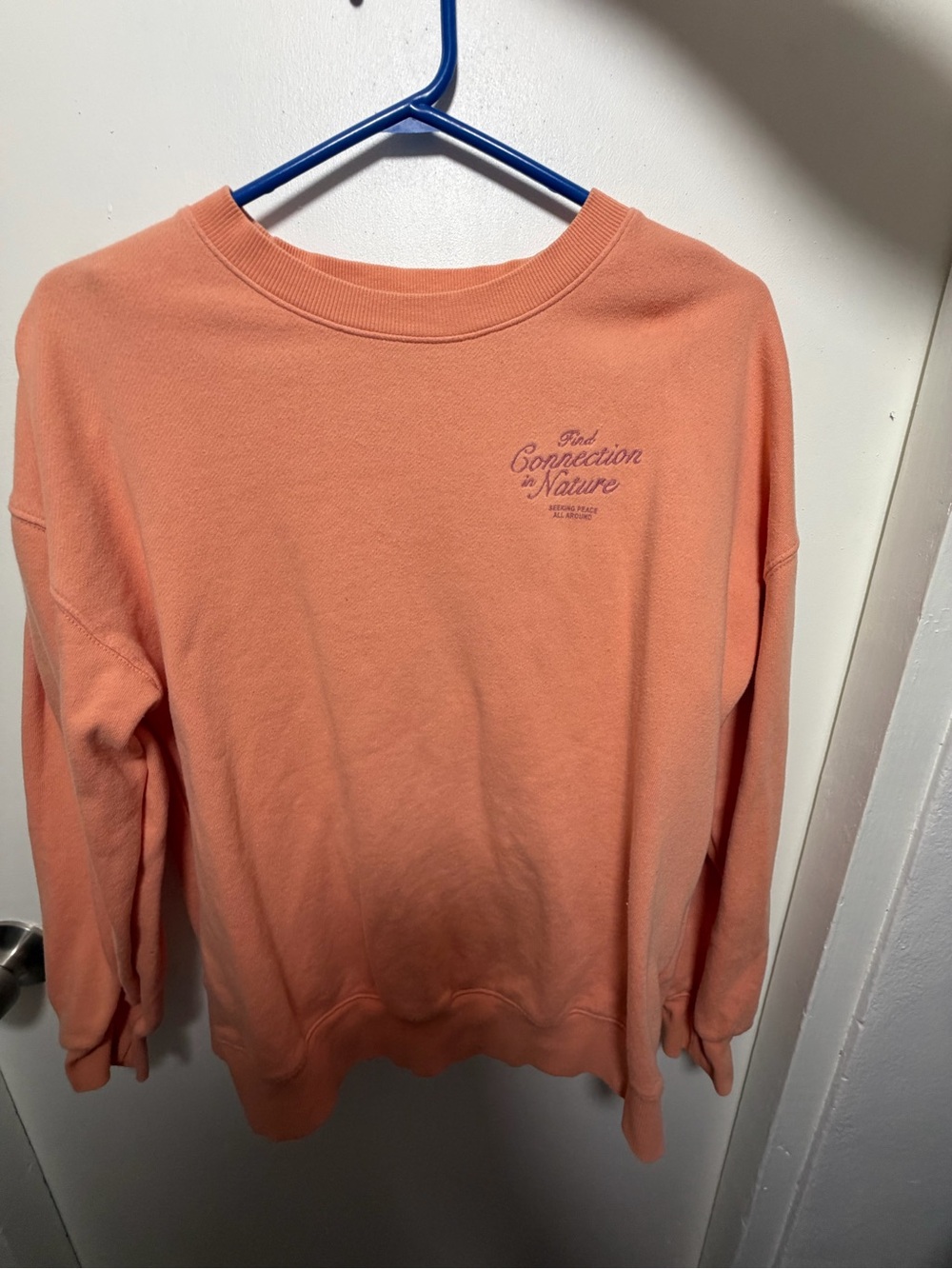 Old Navy Coral Crewneck Sweatshirt with Script Chest Logo